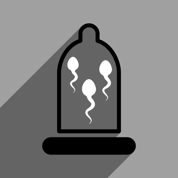 Esperma no ícone quadrado liso do preservativo com sombra longa —  Vetores de Stock