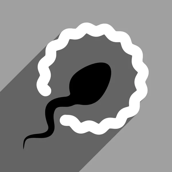 Spermium behatolás Flat Square ikon hosszú árnyéka — Stock Vector