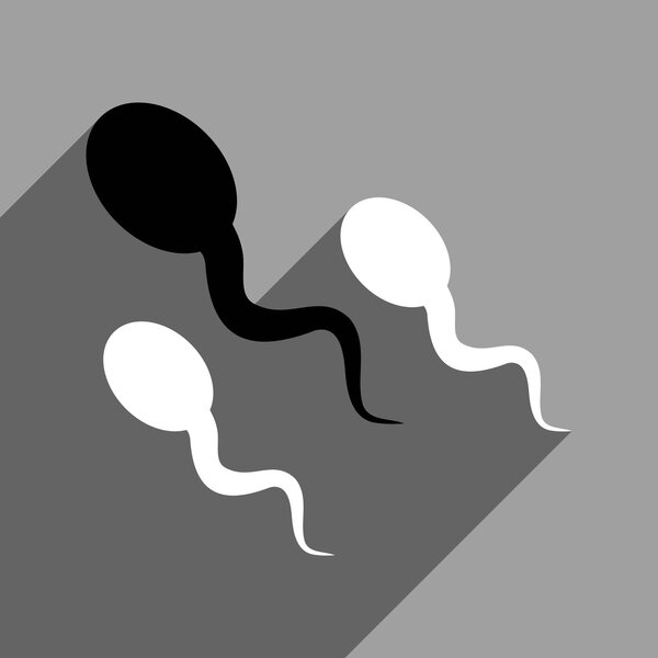 Sperm Flat Square Icon With Long Shadow