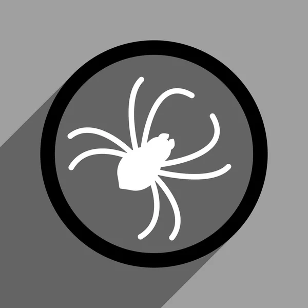 Pavouk s plochou náměstí ikona s dlouhý stín — Stockový vektor