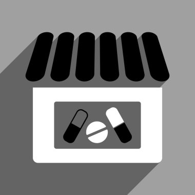 Uzun gölge ile eczane düz kare simgesi