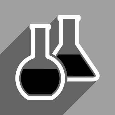 Uzun gölge ile cam şişeler düz kare simgesi