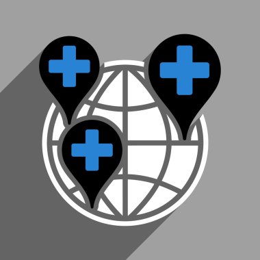 Uzun gölge ile genel klinik şirket düz kare simgesi