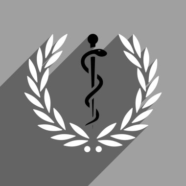 Uzun gölge ile sağlığa bakım defne çelengi düz kare simgesi