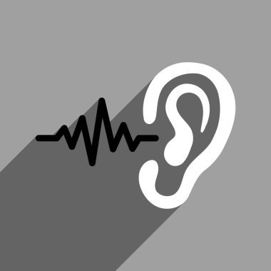 Uzun gölge ile dinle sinyali düz kare simgesi