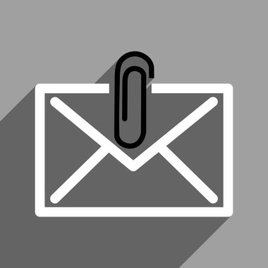 Uzun gölge ile posta eki düz kare simgesi