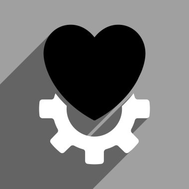 Uzun gölge ile mekanik kalp düz kare simgesi