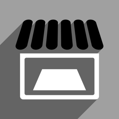 Uzun gölge ile Dükkanı cephe düz kare simgesi