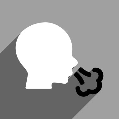 Uzun gölge ile hapşırma kafa düz kare simgesi