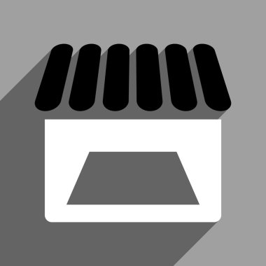 Uzun gölge ile mağaza cephe düz kare simgesi