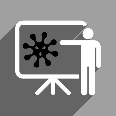 Uzun gölge ile virüs ders düz kare simgesi