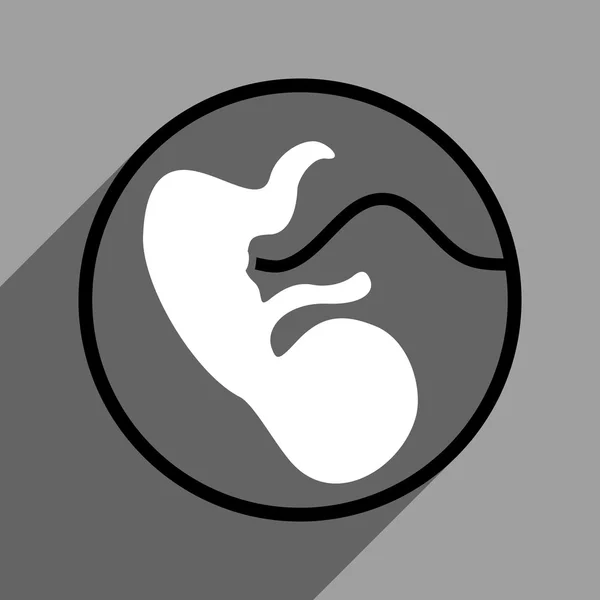 Έμβρυο μήτρα επίπεδης τετράγωνο εικονίδιο με πολύ σκιά — Φωτογραφία Αρχείου