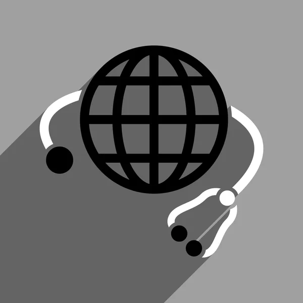 Global Medicine Flat Square Icon With Long Shadow