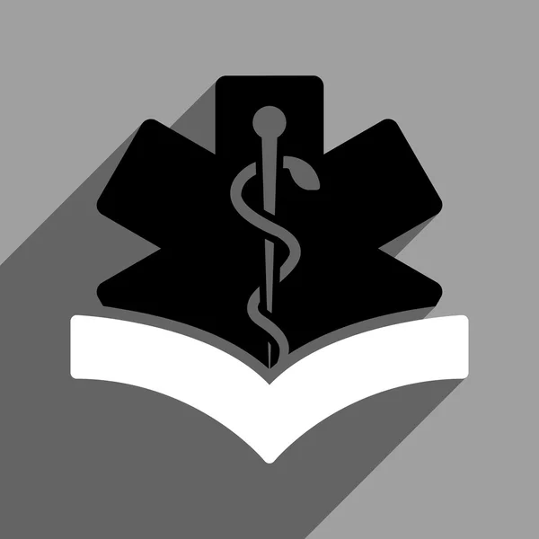Ícone quadrado plano do conhecimento médico com sombra longa — Fotografia de Stock
