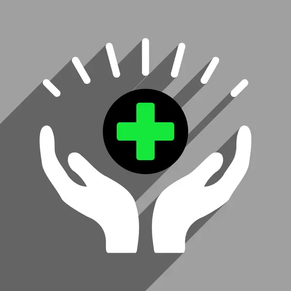 Икона медицинского процветания плоская квадратная с длинной тенью — стоковое фото