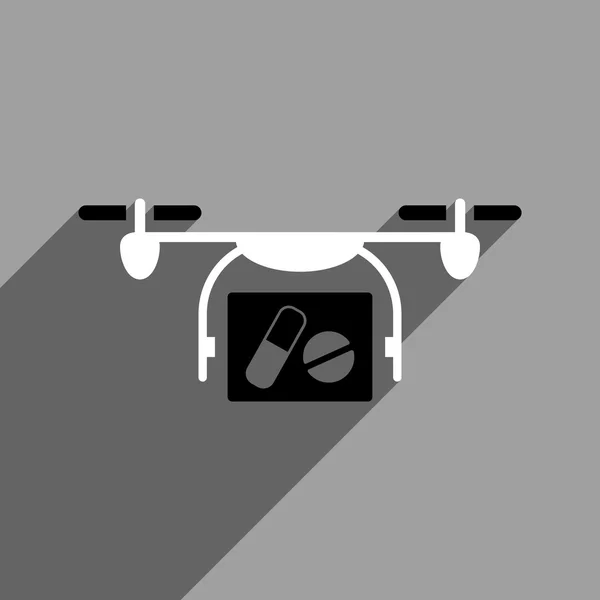 Medical Quadcopter Flat Square ikona z długim cieniem — Zdjęcie stockowe