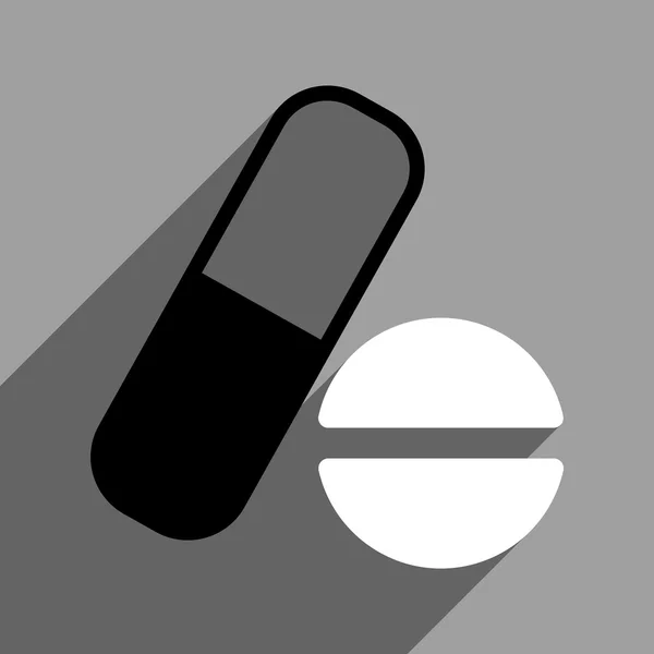 Icona quadrata piatta del farmaco con ombra lunga — Foto Stock