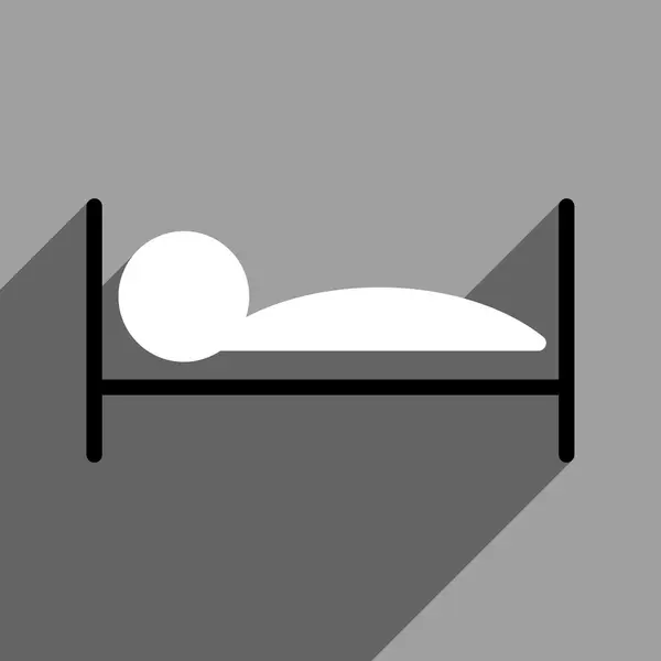 Patiënt Bed Flat Square pictogram met lange schaduw — Stockfoto