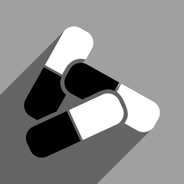 Pills Flat Square Icon With Long Shadow — Stock Photo, Image