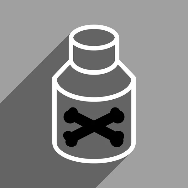 Icono cuadrado plano de la botella de veneno con sombra larga —  Fotos de Stock