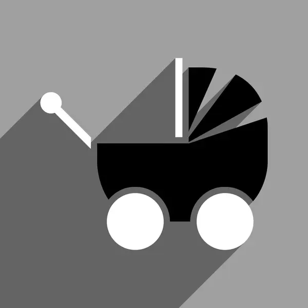 Pram Flat Square Icon With Long Shadow — Stock Photo, Image