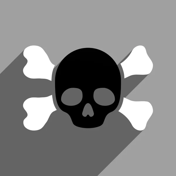 Skull And Bones Flat Square Icon With Long Shadow — Stock Photo, Image