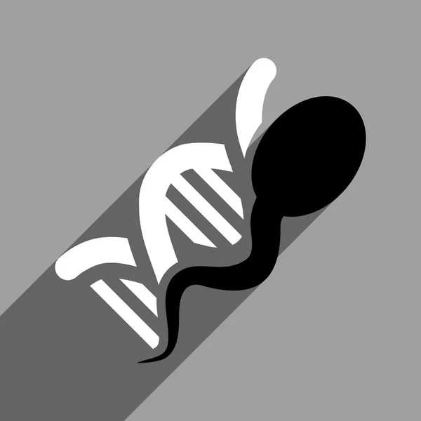 Sperm Genome Flat Square Icon With Long Shadow — Stock Photo, Image
