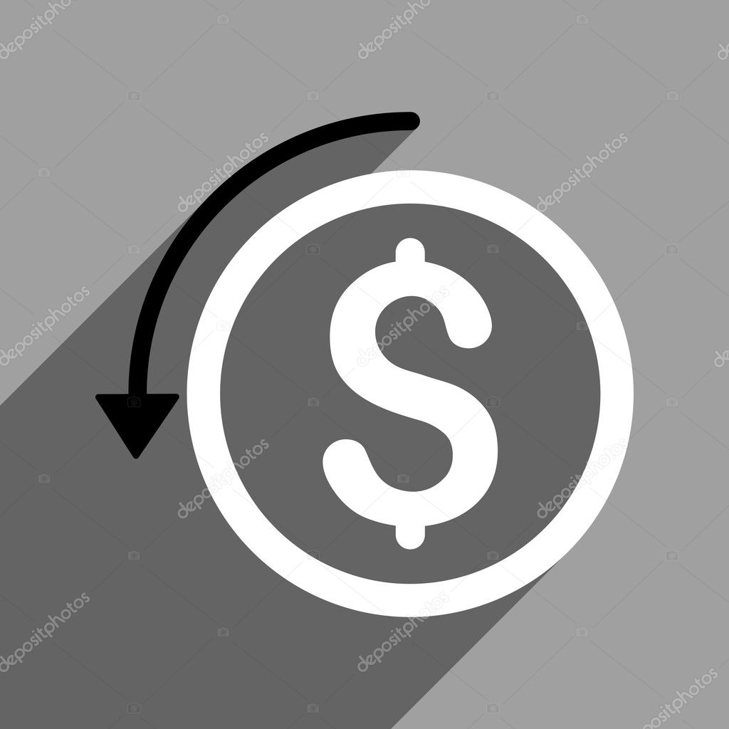 Refund Flat Square Icon With Long Shadow