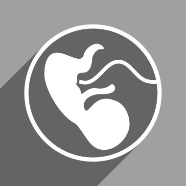 Uzun gölge ile embriyo rahim düz kare simgesi