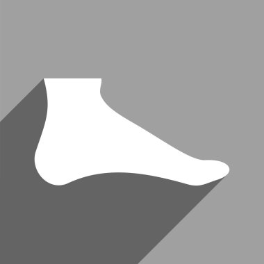 Foot Flat Square Icon with Long Shadow