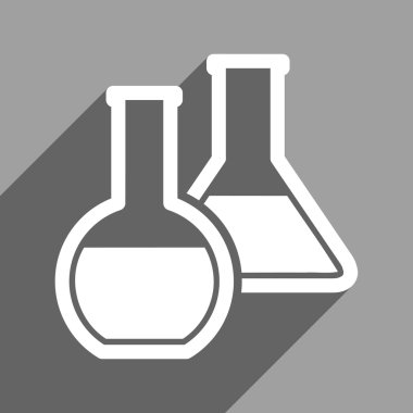 Uzun gölge ile cam şişeler düz kare simgesi