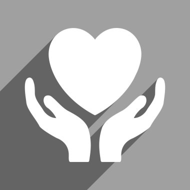 Uzun gölge ile kalp bakım el düz kare simgesi