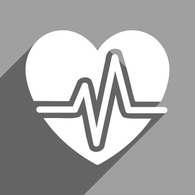 Uzun gölge ile kalp diyagramı düz kare simgesi