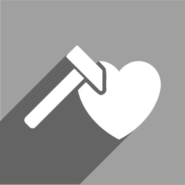 Uzun gölge ile kalp çekiç düz kare simgesi