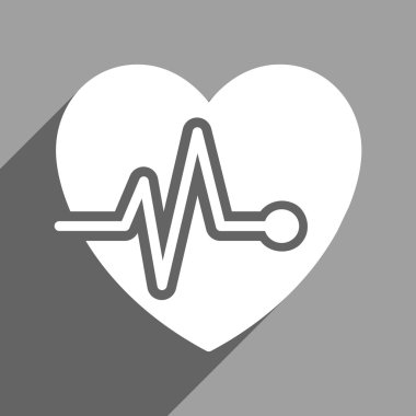 Uzun gölge ile kalp nabız düz kare simgesi