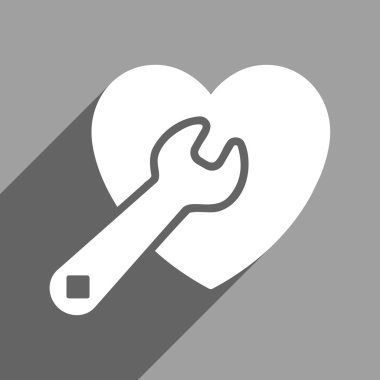 Uzun gölge ile kalp onarım düz kare simgesi