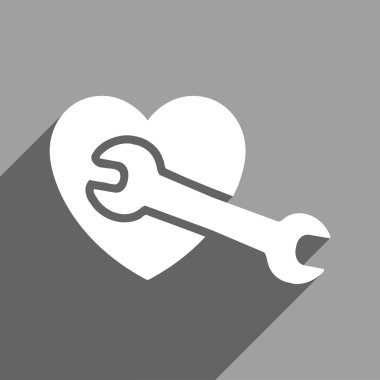 Uzun gölge ile kalp ameliyatı düz kare simgesi