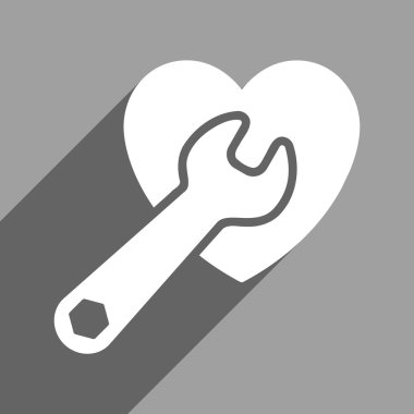 Uzun gölge ile kalp ameliyatı düz kare simgesi