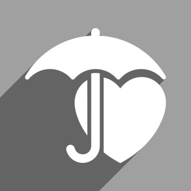 Uzun gölge ile kalp şemsiye koruma düz kare simgesi