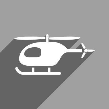Uzun gölge ile helikopter düz kare simgesi