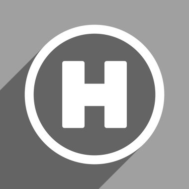 Uzun gölge ile helikopter iniş daire düz kare simgesi