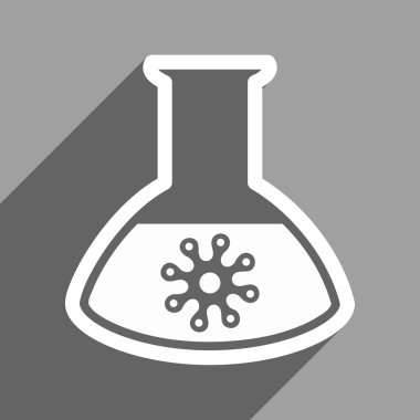 Uzun gölge ile enfeksiyon konteyner Flask düz kare simgesi