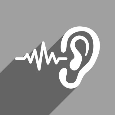 Uzun gölge ile dinle sinyali düz kare simgesi