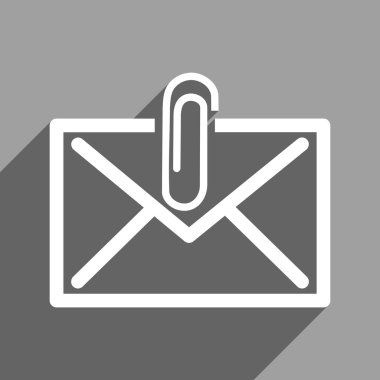 Uzun gölge ile posta eki düz kare simgesi