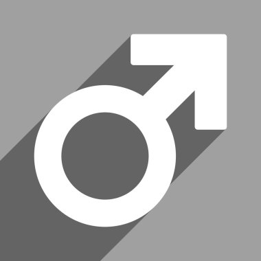 Male Symbol Flat Square Icon with Long Shadow
