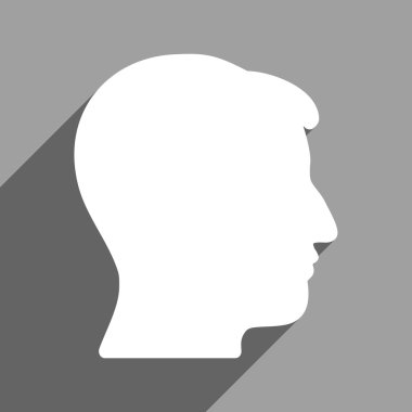 Man Head Flat Square Icon with Long Shadow