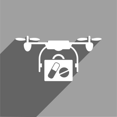 Uzun gölge ile tıp dron sevk irsaliyesi düz kare simgesi