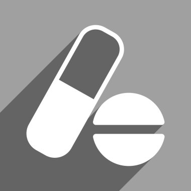 Uzun gölge ile ilaç düz kare simgesi