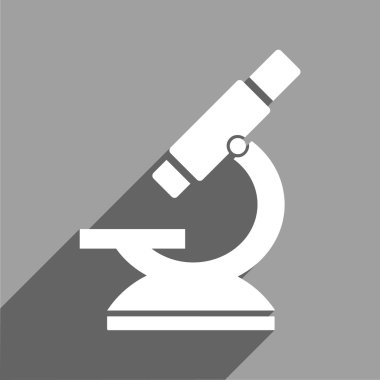 Microscope Flat Square Icon with Long Shadow