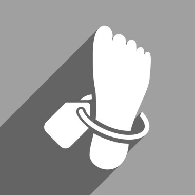 Uzun gölge ile morg ayak etiketi düz kare simgesi